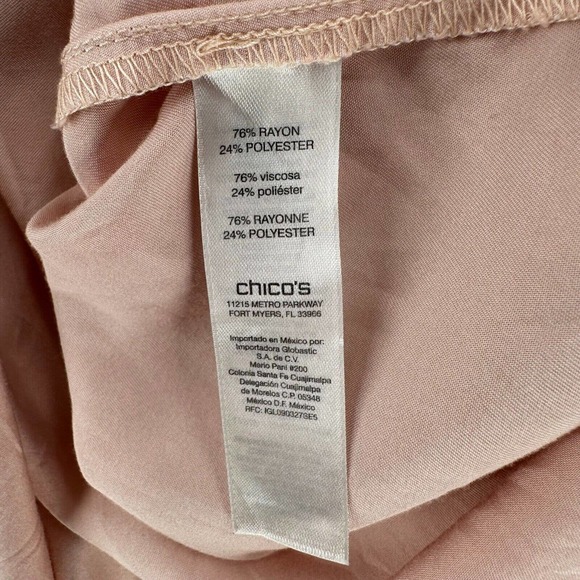 Chicos Button Shirt Womens 2 (US Large) Blush Pink Roll Tab Sleeves - Picture 12 of 15